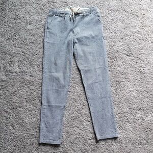 Blue Drawstring Casual Pants